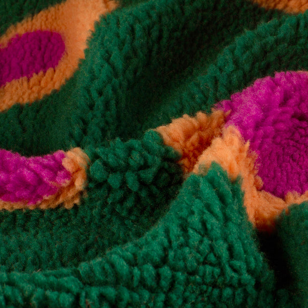 Sherpa Fleece fabric Hearts Petrol