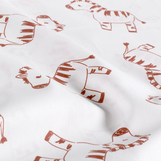 Cotton Poplin fabric Zebras Off White