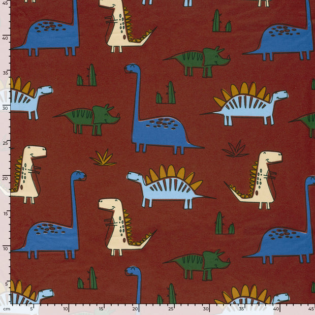 French Terry tissu animaux Rouge Bordeaux