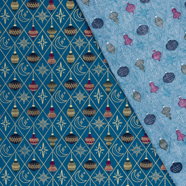 Cotton Poplin fabric Christmas balls printed and foil 