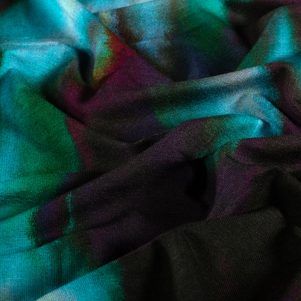 Viscose Vortex Jersey fabric Abstract Dark Green