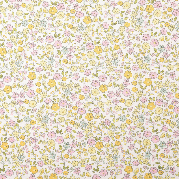 French Terry fabric Flowers Yellow