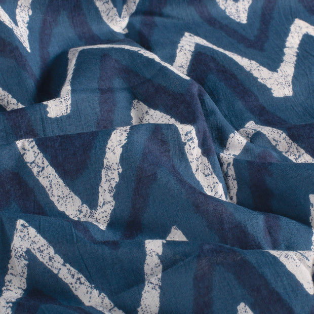 Voile fabric Abstract Indigo