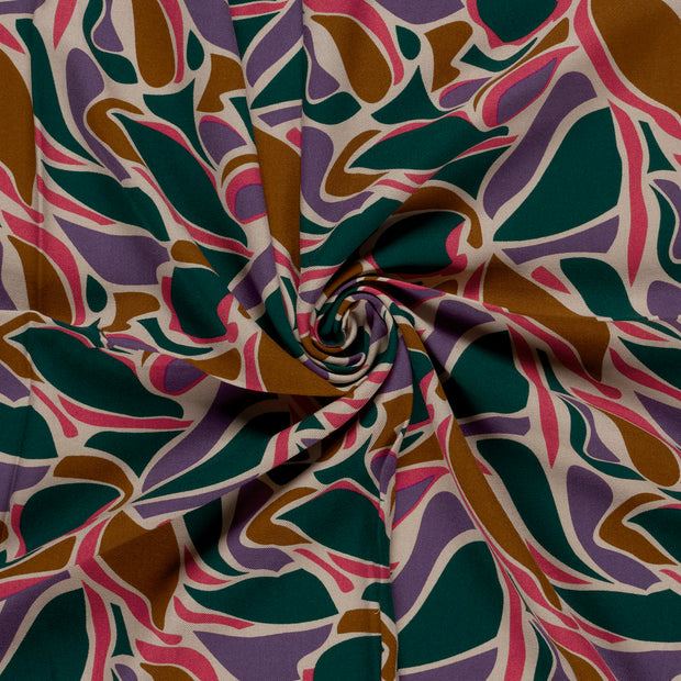 Satin fabric Navy printed 