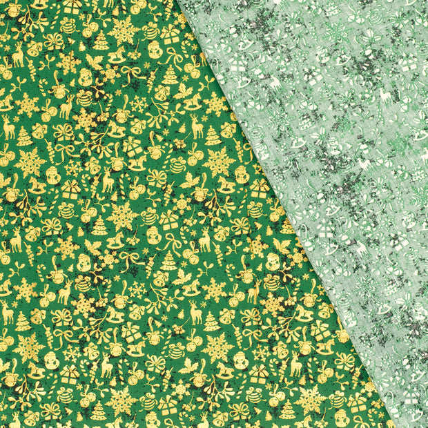 Cotton Poplin fabric Ornaments printed and foil 