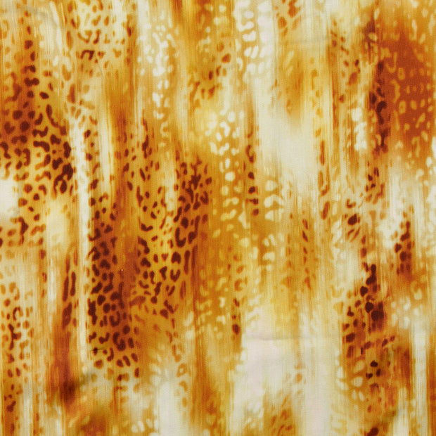 Viscose Satin fabric Animals Brown