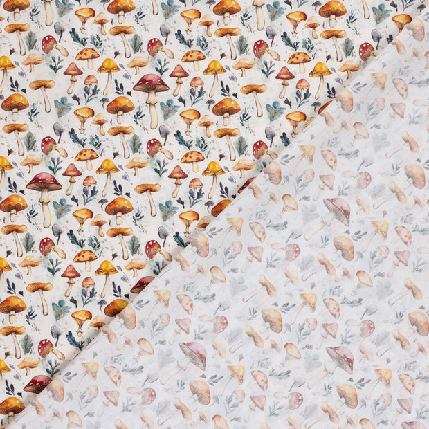 Cotton Poplin fabric Mushrooms 