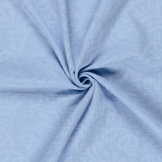 Woven Cotton Linen fabric Baby Blue embroidered 