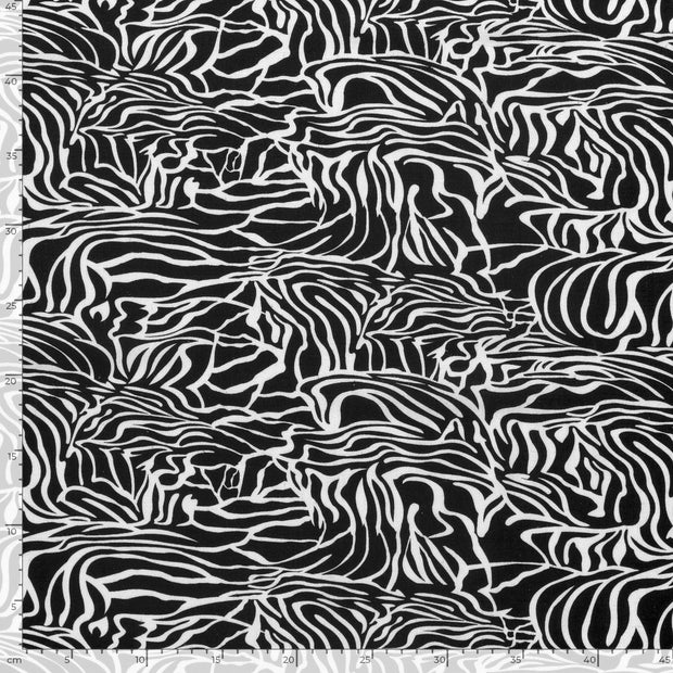 Woven Viscose Linen fabric Zebras Black