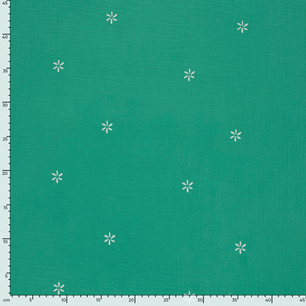 Muslin fabric Flowers Green