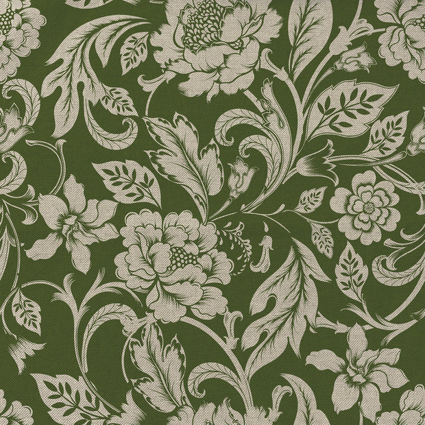 Linen Look fabric Flowers Green