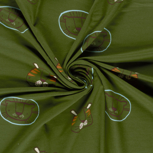 French Terry fabric Khaki Green digital printed 