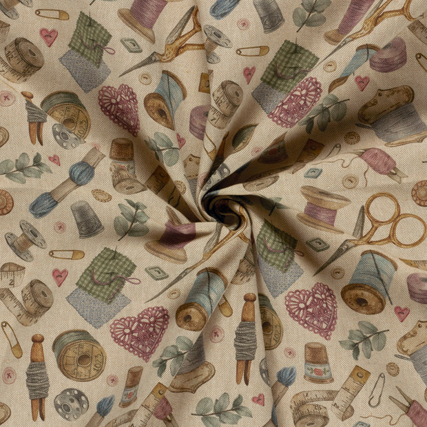 Linen Look fabric Multicolor digital printed 