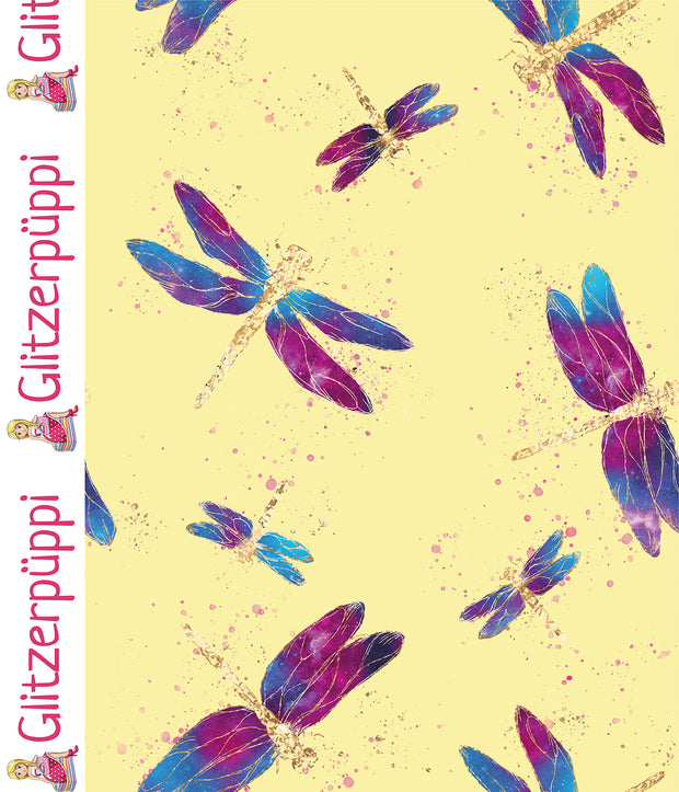 Jogging fabric Dragonflies Light Yellow
