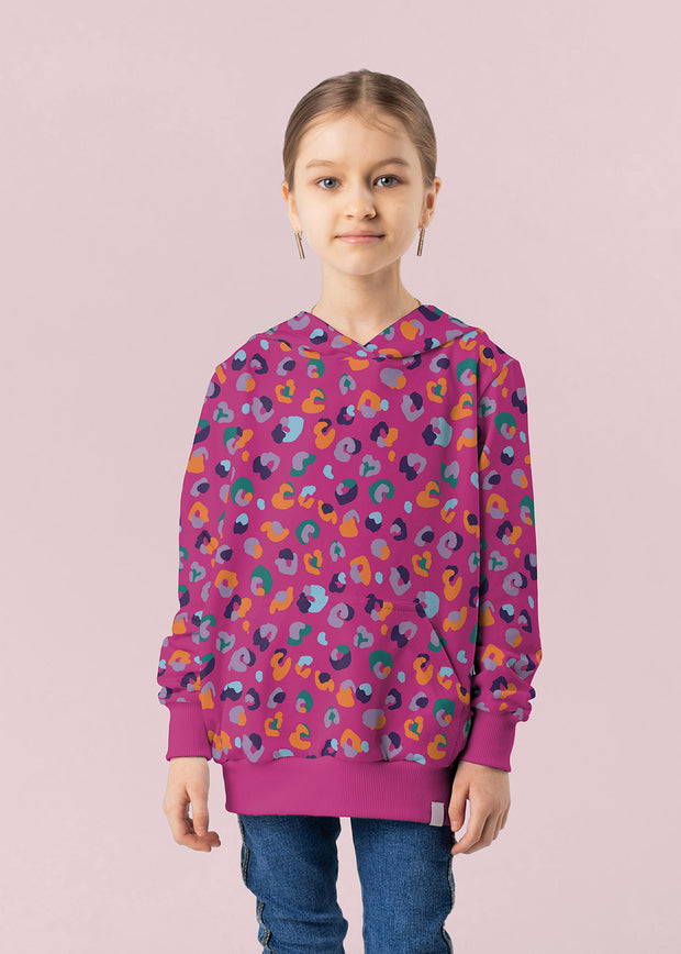 French Terry fabric Leopards Fuchsia
