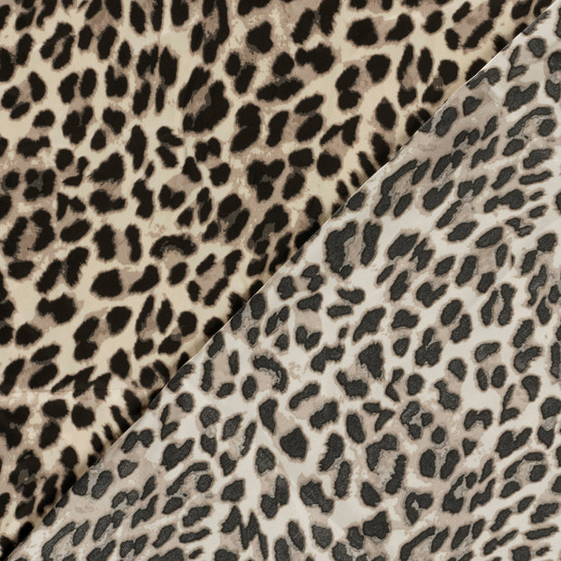 Satin Duchesse fabric Leopards printed 