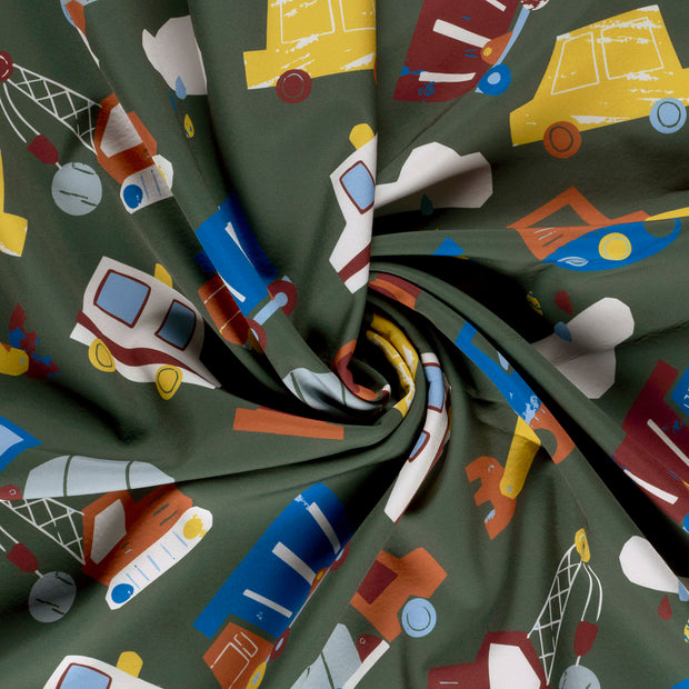 Softshell fabric Dark Green digital printed 