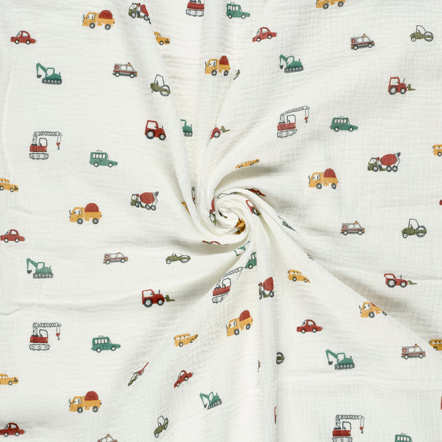 Muslin fabric Off White printed 