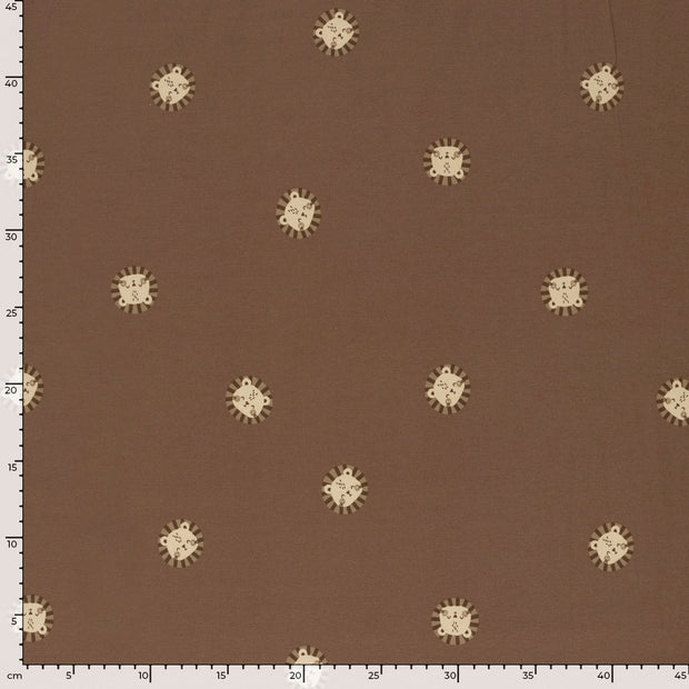 Jersey fabric Lions Brique