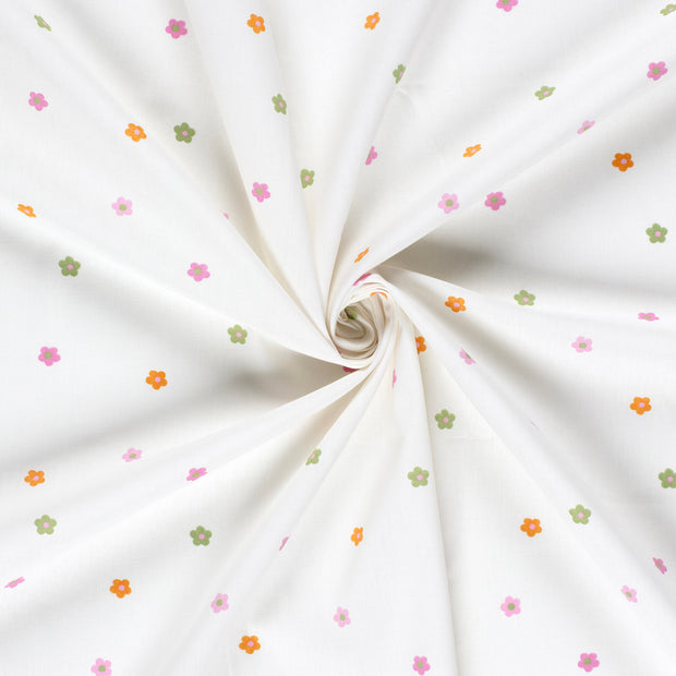 Cotton Poplin fabric Off White printed 