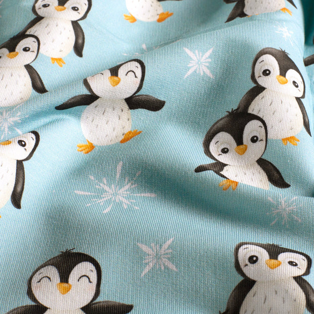  fabric Penguins Aqua