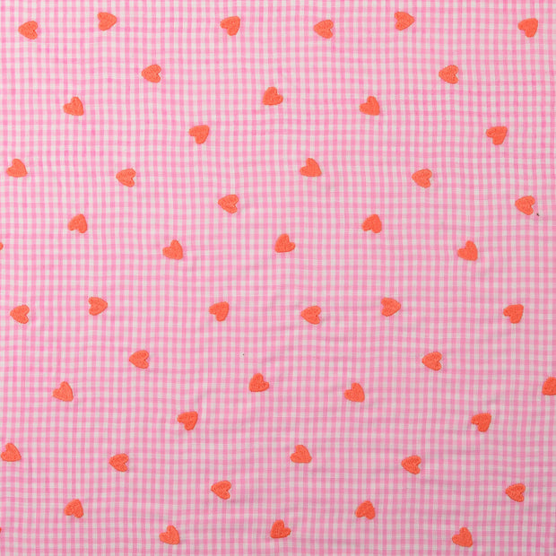Cotton Poplin fabric Hearts Pink