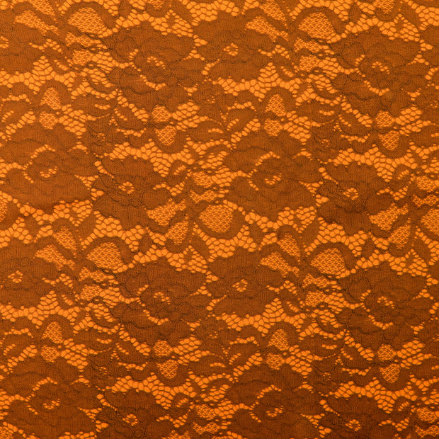 Viscose Satin fabric Flowers Orange