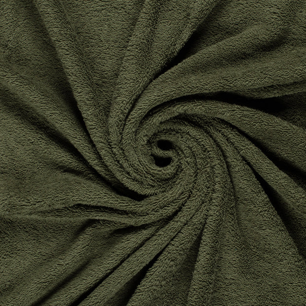 Terry Towelling fabric Khaki Green 