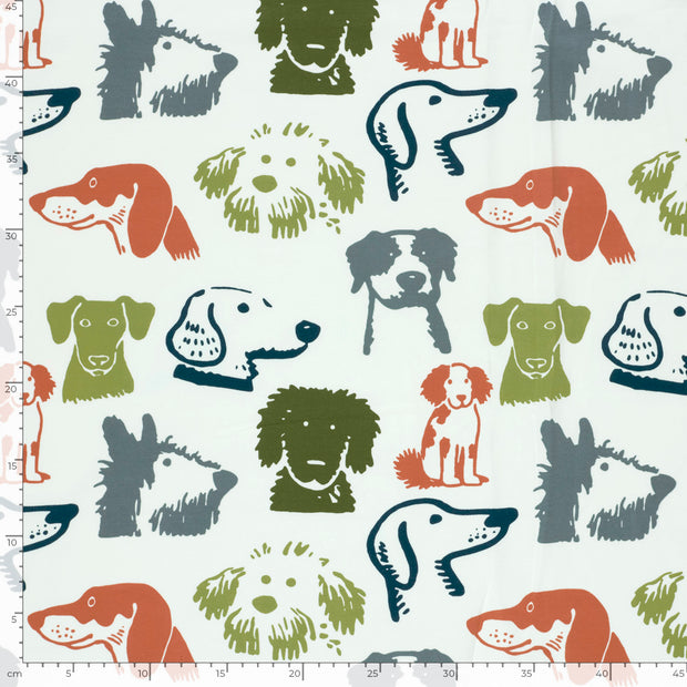 Jersey fabric Dogs Off White