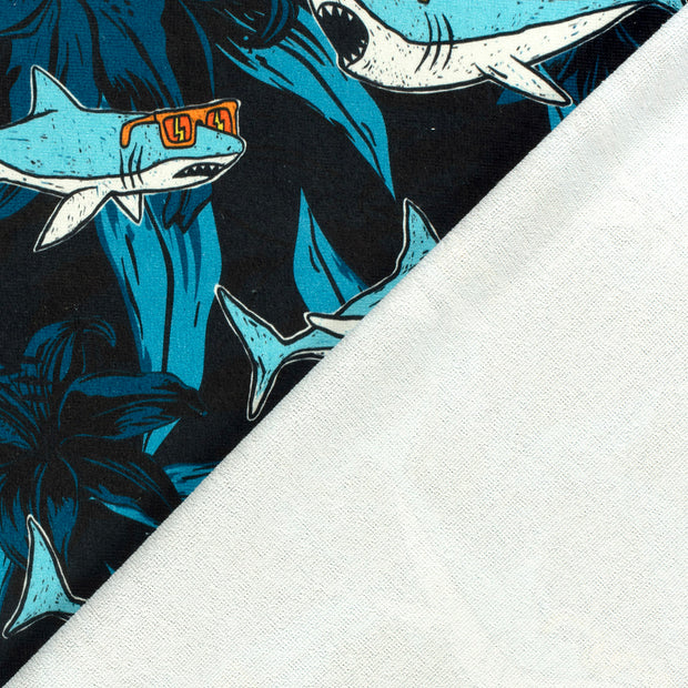 Beach towel fabric Sharks digital printed 