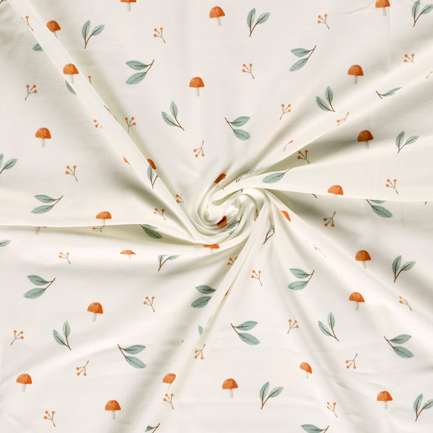 Cotton Jersey GOTS organic fabric Off White digital printed 