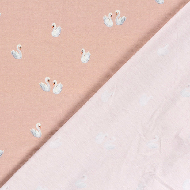 Cotton Jersey GOTS organic fabric Swans digital printed 