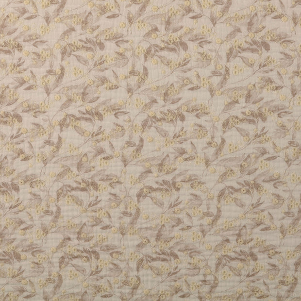 Cotton Poplin fabric Flowers Brown