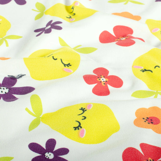 Jersey fabric Fruits Off White