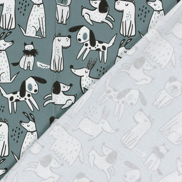 French Terry fabric Dogs digital printed 