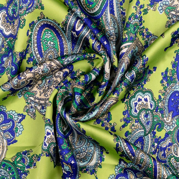 Satin fabric Apple Green printed 