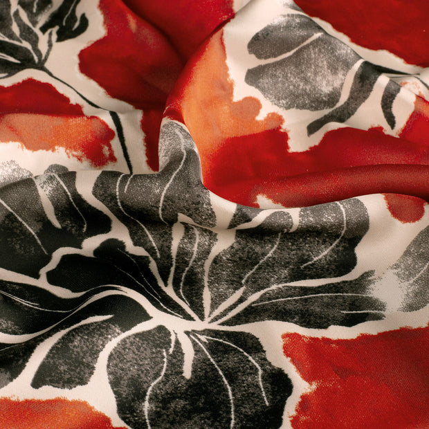 Satin Duchesse fabric Flowers Coral