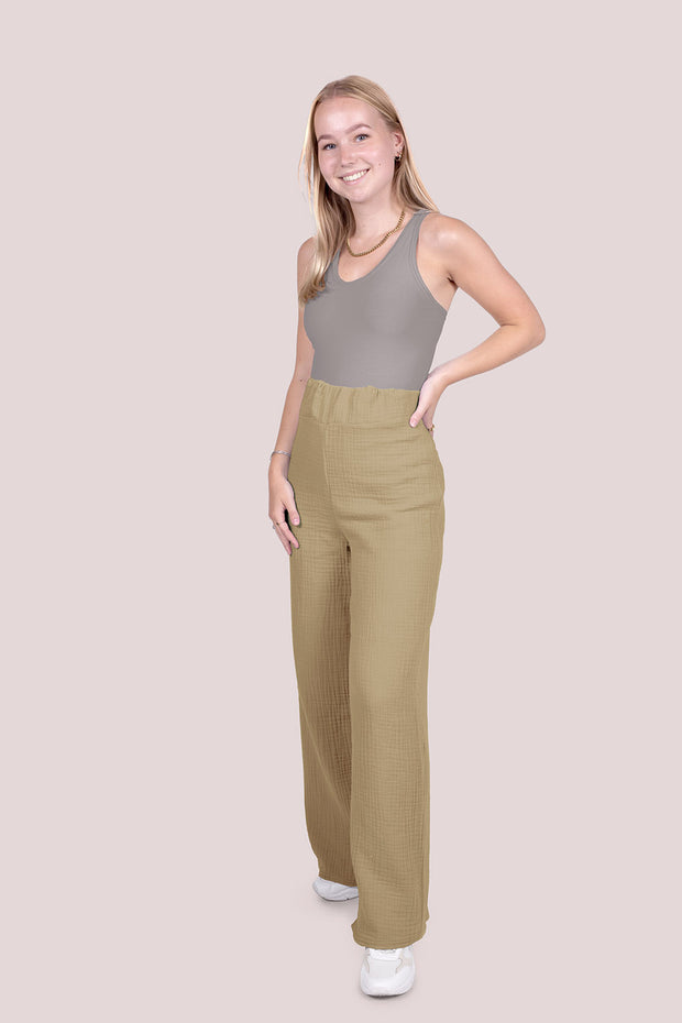 Muslin GOTS organic fabric Unicolour Taupe Grey