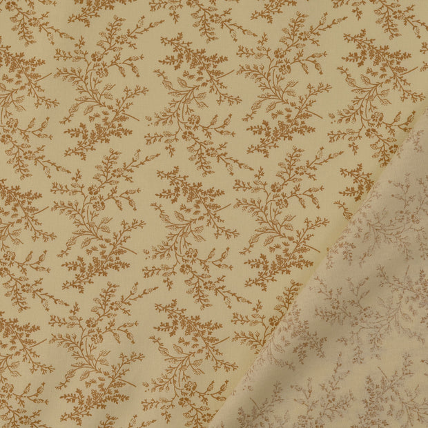 Cotton Poplin fabric Beige printed 