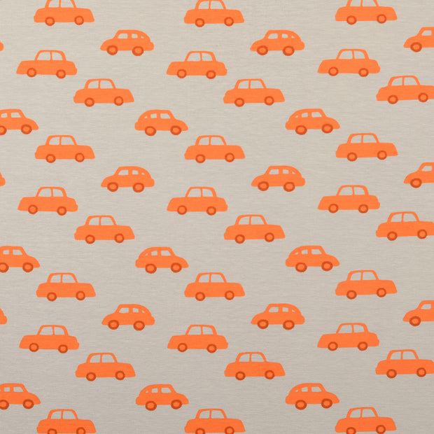 Cotton Jersey fabric Cars Grey