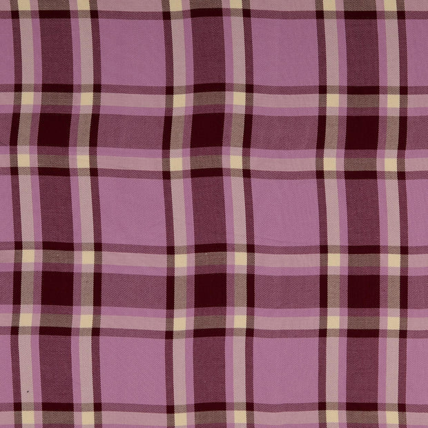 Viscose Poplin fabric Checks Fuchsia