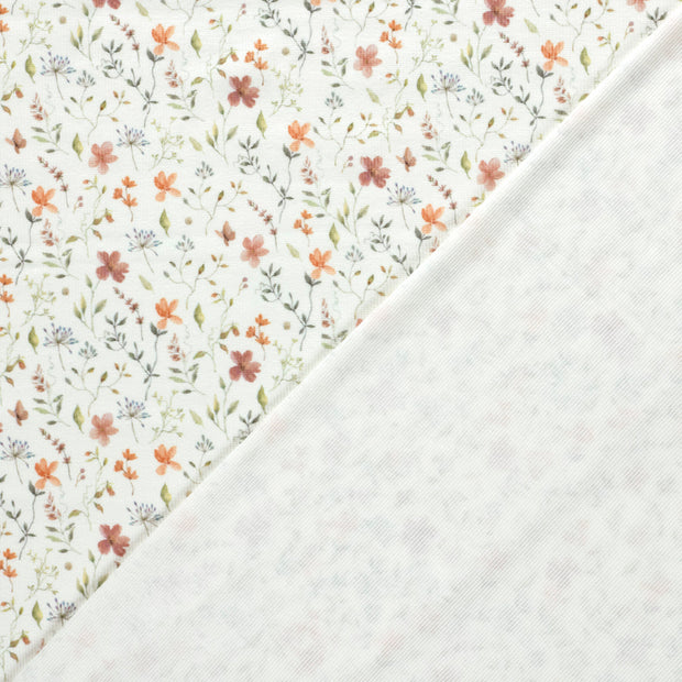 Rib Jersey fabric Flowers digital printed 
