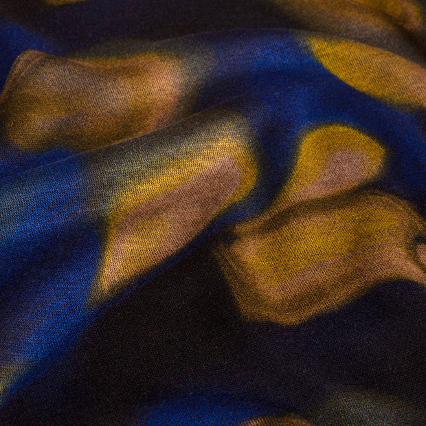 Poly Viscose Jersey fabric Abstract Indigo