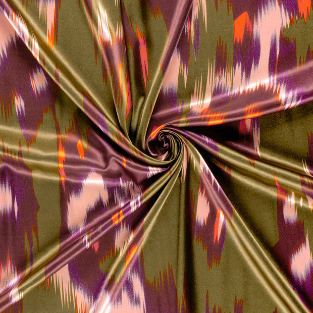 Satin fabric Taupe Grey printed 
