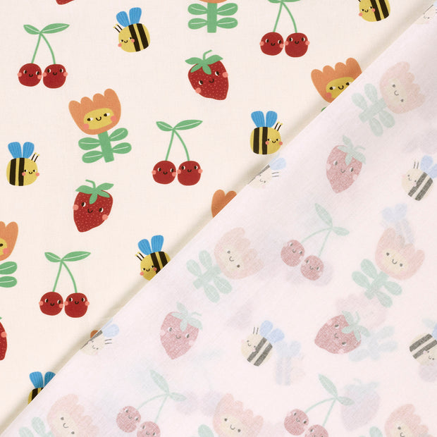 Cotton Poplin fabric Fruits printed 