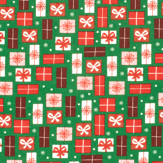 Cotton Poplin fabric Christmas Green