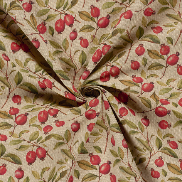Linen Look fabric Red digital printed 