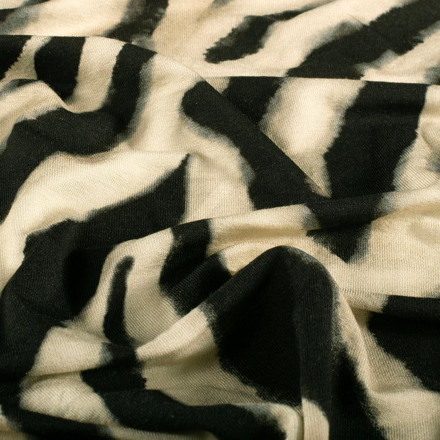 Viscose Vortex Jersey fabric Zebras Beige