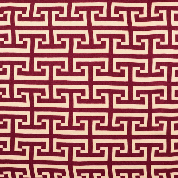 Viscose Satin fabric Geometric pattern Bordeaux