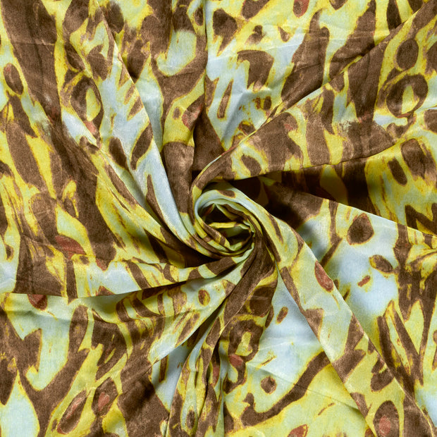 Satin Velvet fabric Butter Yellow printed 